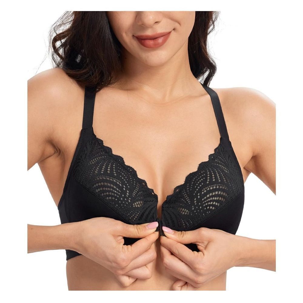 NEW Lemorosy Full Figure Plus Size Unpadded Front Closure Lace Racerback Underwi